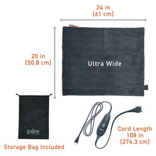 Load image into Gallery viewer, Pure Enrichment® PureRelief® Pro Far Infrared Ultra-Wide Heating Pad Dimensions Image