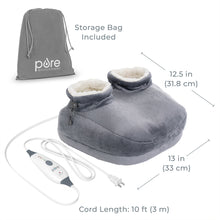 Load image into Gallery viewer, Pure Enrichment® PureRelief™ Deluxe Foot Warmer Dimensions Image