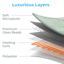 Load image into Gallery viewer, WeightedWarmth™ Extra-Wide Weighted Heating Pad | Luxurious Layers Include Soft Microplush, Premium Glass Beads, Heating Coils, And Polyester