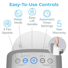 Load image into Gallery viewer, PureZone™ Elite 4-in-1 True HEPA Air Purifier - White | Easy To Use Controls - 3 Fan Speeds, Sleep Mode, Easy Lift Handle, Automatic Timer Settings, And 5 Year Warranty