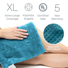Load image into Gallery viewer, PureRelief® XL – King Size Heating Pad - Turquoise Blue FSA/HSA Eligible