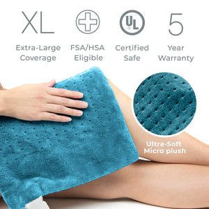 PureRelief® XL – King Size Heating Pad - Turquoise Blue FSA/HSA Eligible