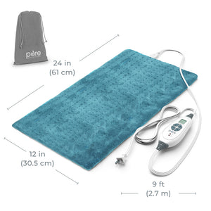 PureRelief® XL – King Size Heating Pad - Turquoise Blue Dimensions Image