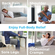 Load image into Gallery viewer, PureRelief® XL – King Size Heating Pad - Charcoal Gray | Enjoy Full-Body Relief Including Back Pain, Shoulder Aches, Sore Legs, And Abdominal Cramps