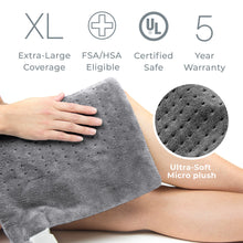 Load image into Gallery viewer, PureRelief® XL – King Size Heating Pad - Charcoal Gray FSA/HSA Eligible