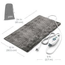 Load image into Gallery viewer, PureRelief® XL – King Size Heating Pad - Charcoal Gray Dimensions Image