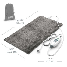 Load image into Gallery viewer, PureRelief® XL – King Size Heating Pad - Charcoal Gray | Product Dimensions