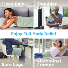 Load image into Gallery viewer, PureRelief® XL – King Size Heating Pad - Zen Green | Enjoy Full-Body Relief Including Back Pain, Shoulder Aches, Sore Legs, And Abdominal Cramps