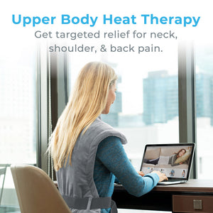 PureRelief® XL Extra-Long Back & Neck Heating Pad, Gray. Upper Body Heat Therapy.