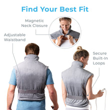 Load image into Gallery viewer, PureRelief® XL Extra-Long Back & Neck Heating Pad, Gray. Find Your Best Fit.
