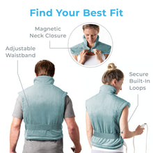 Load image into Gallery viewer, PureRelief® XL Extra-Long Back & Neck Heating Pad, Sea Glass. Find Your Best Fit.