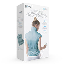 Load image into Gallery viewer, PureRelief® XL Extra-Long Back & Neck Heating Pad, Sea Glass. Packaging Image.