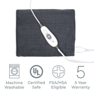 PureRelief® Duo 2-in-1 Heating Pad - Gray | Pure Enrichment®