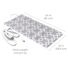 Load image into Gallery viewer, PureRelief® Express Designer Series Heating Pad 12&quot; x 24&quot; | Gray Trellis