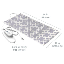 Load image into Gallery viewer, PureRelief® Express Designer Series Heating Pad 12" x 24" | Gray Trellis