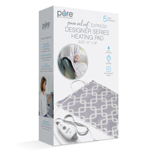 Load image into Gallery viewer, PureRelief® Express Designer Series Heating Pad 12" x 24" | Gray Trellis