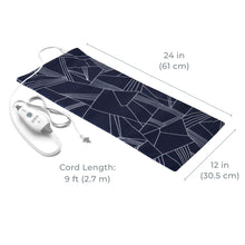 Load image into Gallery viewer, PureRelief® Express Designer Series Heating Pad 12&quot; x 24&quot; | Navy Graphic