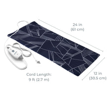 Load image into Gallery viewer, PureRelief® Express Designer Series Heating Pad 12" x 24" | Navy Graphic