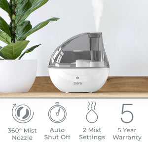 MistAire™ Silver Ultrasonic Cool Mist Humidifier | Pure Enrichment®