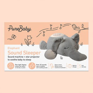 PureBaby® Sound Sleepers Sound Machine and Star Projector - Elephant | Pure Enrichment®