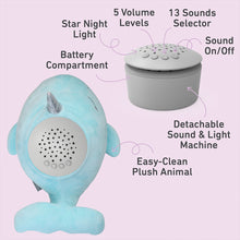 Load image into Gallery viewer, PureBaby® Sound Sleepers Sound Machine and Star Projector - Narwhal | Pure Enrichment®