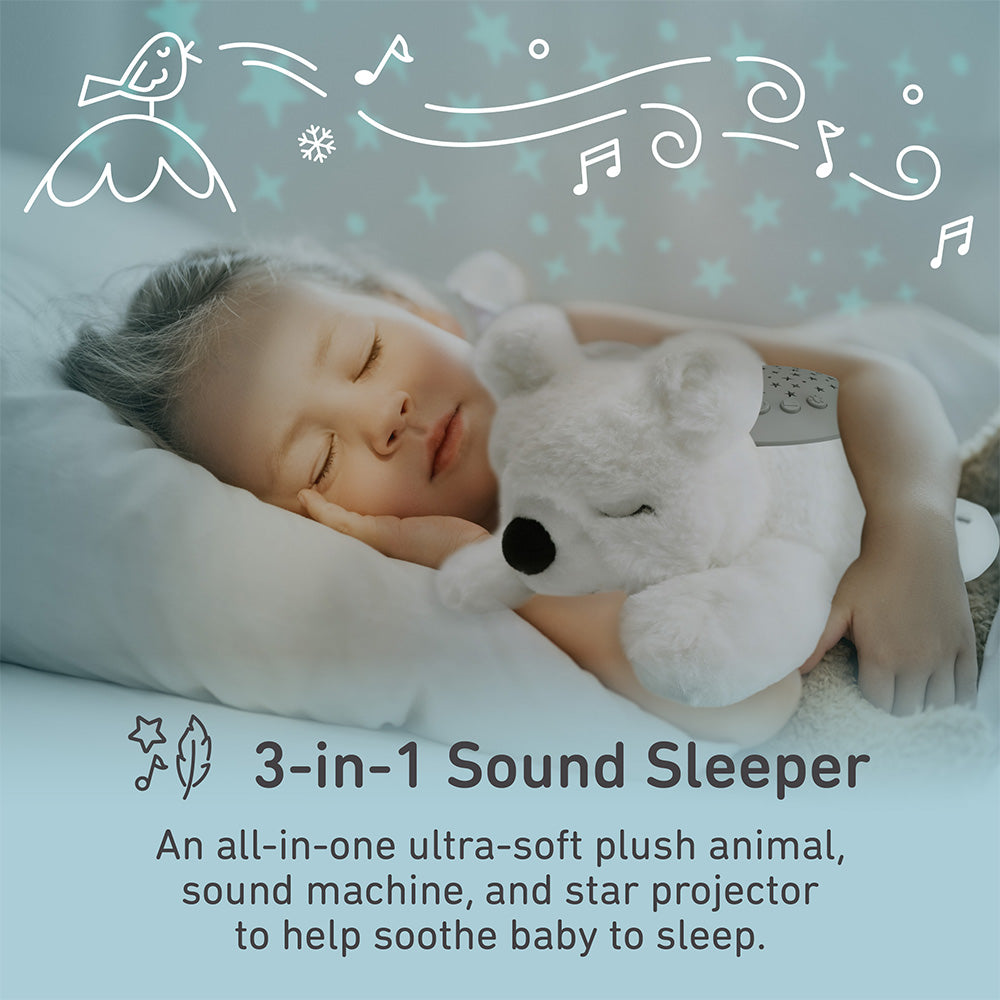 PureBaby® Sound Sleepers Sound Machine Star Projector - Polar Bear | Pure Enrichment®