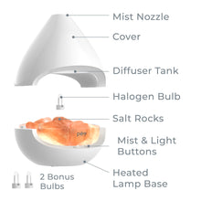 Load image into Gallery viewer, PureGlow™ Crystal Himalayan Salt Rock Lamp &amp; Essential Oil Diffuser | White