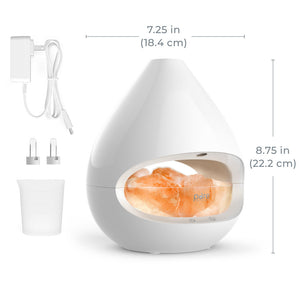 PureGlow™ Crystal Himalayan Salt Rock Lamp & Essential Oil Diffuser | White