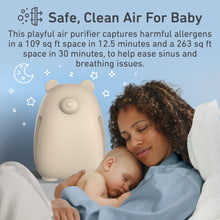 Load image into Gallery viewer, PureBaby® Bear Air Purifier - Sweet Oat | Safe, Clean Air For Baby - This Playful Air Purifier Captures Harmful Allergens In A 109 Sq Ft Space In 12.5 Minutes And A 263 Sq Ft Space In 30 Minutes, To Help Ease Sinus And Breathing Issues