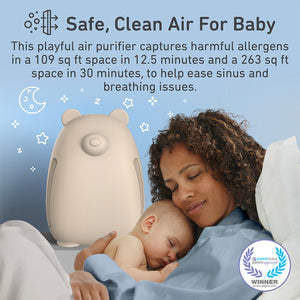 PureZone™ Kids Bear Air Purifier, Sweet Oat | Safe, Clean Air for Baby