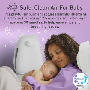 PureZone™ Kids Bear Air Purifier,White | Safe, Clean Air for Baby