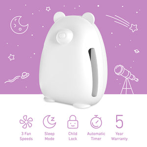PureBaby® Bear Air Purifier - White | 3 Fan Speeds, Sleep Mode, Child Lock, Automatic Timer, And 5 Year Warranty
