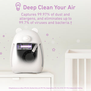 PureBaby® Bear Air Purifier - White | Deep Clean Your Air - Captures 99.97% Of Dust And Allergens, And Eliminates Up To 99.7% Of Viruses And Bacteria