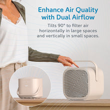 Load image into Gallery viewer, PureZone™ DUO Tabletop Air Purifier - Sweet Oat - Enhance Air Quality With Dual Airflow - Tilts 90 Degrees To Filter Air Horizontally In Larger Spaces And Vertically In Small Spaces