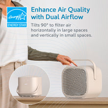 Load image into Gallery viewer, PureZone™ DUO Tabletop Air Purifier - Sweet Oat - Enhance Air Quality With Dual Airflow - Tilts 90 Degrees To Filter Air Horizontally In Larger Spaces And Vertically In Small Spaces