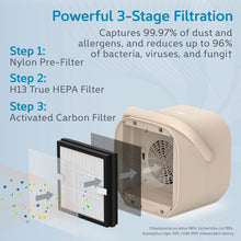 Load image into Gallery viewer, PureZone™ DUO Tabletop Air Purifier - Sweet Oat - Powerful 3-Stage Filtration - Captures 99.97% Of Dust And Allergens, And Reduces Up To 96% Of Bacteria, Viruses, And Fungi