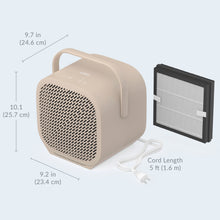 Load image into Gallery viewer, PureZone™ DUO Tabletop Air Purifier - Sweet Oat - Dimensions