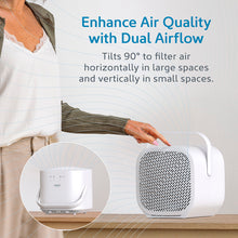 Load image into Gallery viewer, PureZone™ DUO Tabletop Air Purifier - White - Enhance Air Quality With Dual Airflow - Tilts 90 Degrees To Filter Air Horizontally In Larger Spaces And Vertically In Small Spaces