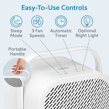 Load image into Gallery viewer, PureZone™ DUO Tabletop Air Purifier - White - Easy-To-Use Controls Include Sleep Mode, 3 Fan Speeds, Automatic Timer, And Optional Night Light