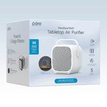 Load image into Gallery viewer, PureZone™ DUO Tabletop Air Purifier - White - Packaging