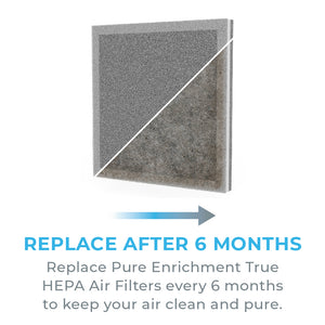 PureZone™ True HEPA Air Purifier (PEAIRPLG) - 2-Pack Replacement Filters - Replace Pure Enrichment True HEPA Air Filters Every 6 Months To Keep Your Air Clean And Pure.