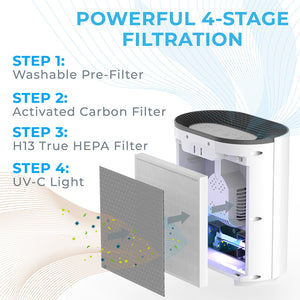 PureZone™ True HEPA Air Purifier. Powerful 4-Stage Filtration