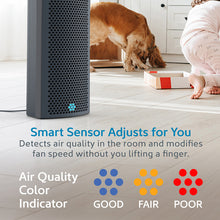 Load image into Gallery viewer, PureZone™ Elite 4-in-1 True HEPA Air Purifier - Graphite | Smat Sensor Adjusts For  You - Detects Air Quality In The Room And Modifies Fan Speed Without You Lifting A Finger | With Air Quality Color Indicator - Good, Fair, and Poor