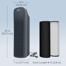 Load image into Gallery viewer, PureZone™ Elite 4-in-1 True HEPA Air Purifier - Graphite | Dimensions