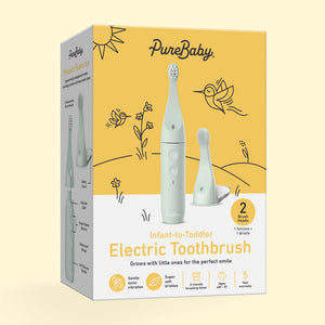 PureBaby® Infant-to-Toddler Electric Toothbrush - Sage Green - Packaging