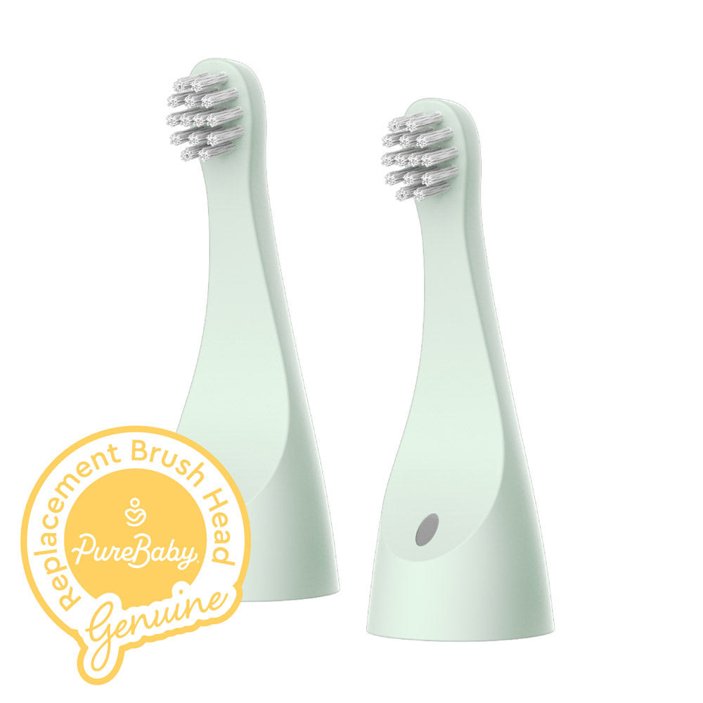 PureBaby® Infant-to-Toddler Electric Toothbrush (PEBBYBSH-SG) - 2-Pack Replacement Bristle Brush Heads | Pure Enrichment® Official Site