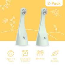 Load image into Gallery viewer, PureBaby® Infant-to-Toddler Electric Toothbrush (PEBBYBSH-SG) - 2-Pack Replacement Bristle Brush Heads - Ages 1-3 Years, Lasts Up To 3 Months, BPA Free, And Soft Bristles