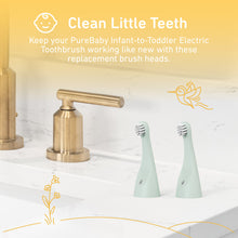 Load image into Gallery viewer, PureBaby® Infant-to-Toddler Electric Toothbrush (PEBBYBSH-SG) - 2-Pack Replacement Bristle Brush Heads - Clean Little Teeth - Keep Your PureBaby Infant-To-Toddler Electric Toothbrush Working Like New With These Replacement Brush Heads.