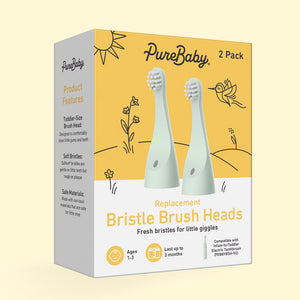 PureBaby® Infant-to-Toddler Electric Toothbrush (PEBBYBSH-SG) - 2-Pack Replacement Bristle Brush Heads - Packaging