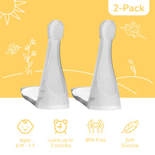 Load image into Gallery viewer, PureBaby® Infant-to-Toddler Electric Toothbrush (PEBBYBSH-SG) - 2-Pack Replacement Silicone Brush Heads - Ages 6 M - 1Y, Lasts Up To 3 Months, BPA Free, And Soft Silicone